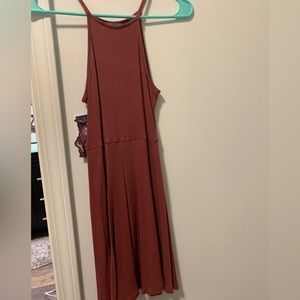 Burnt red casual dress, textured